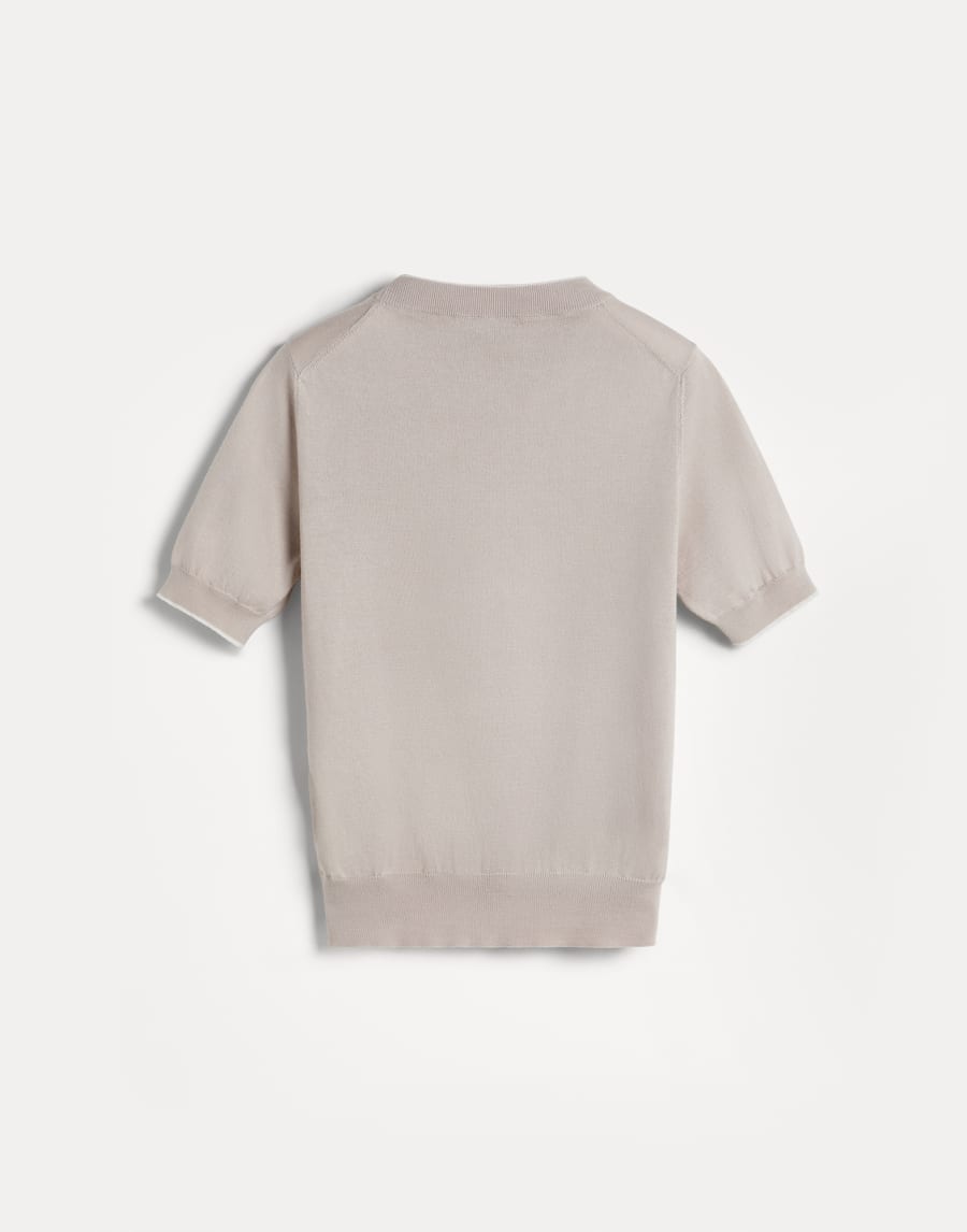 Knit T-shirt with 'earth' intarsia Light Brown Boys - Brunello Cucinelli
