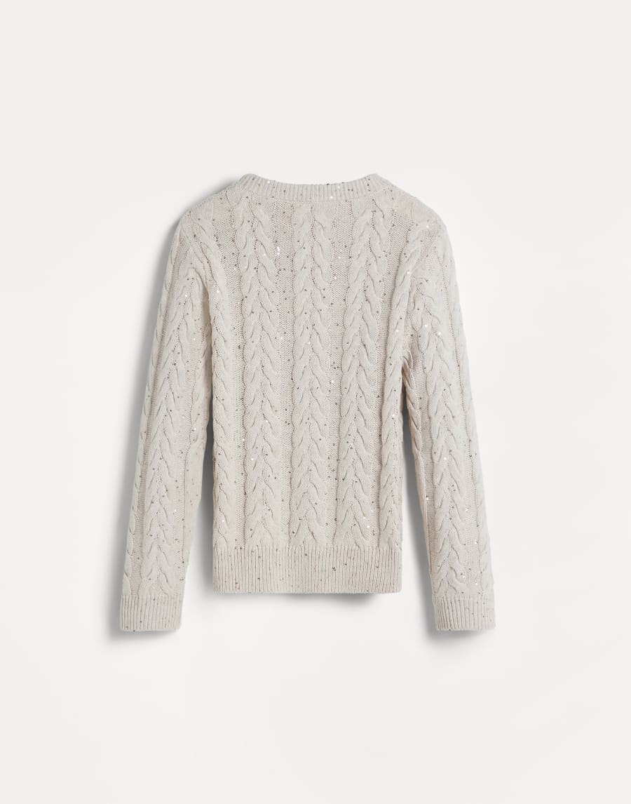 Dazzling double cable sweater Oat Girls - Brunello Cucinelli