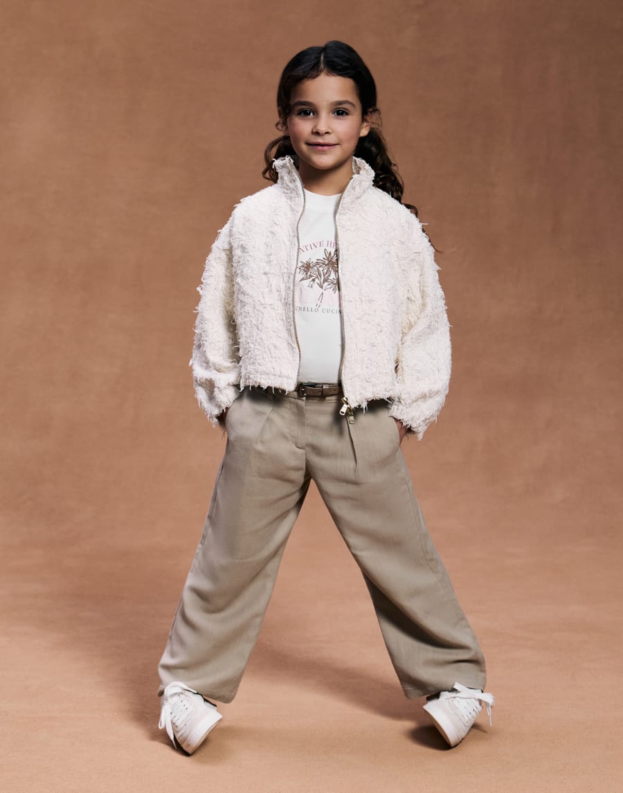 Pantalone A-line Pleated con monile Beige Chiaro Bambina - Brunello Cucinelli