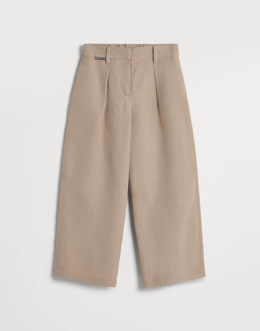 Pantalone A-line Pleated con monile Beige Chiaro Bambina - Brunello Cucinelli