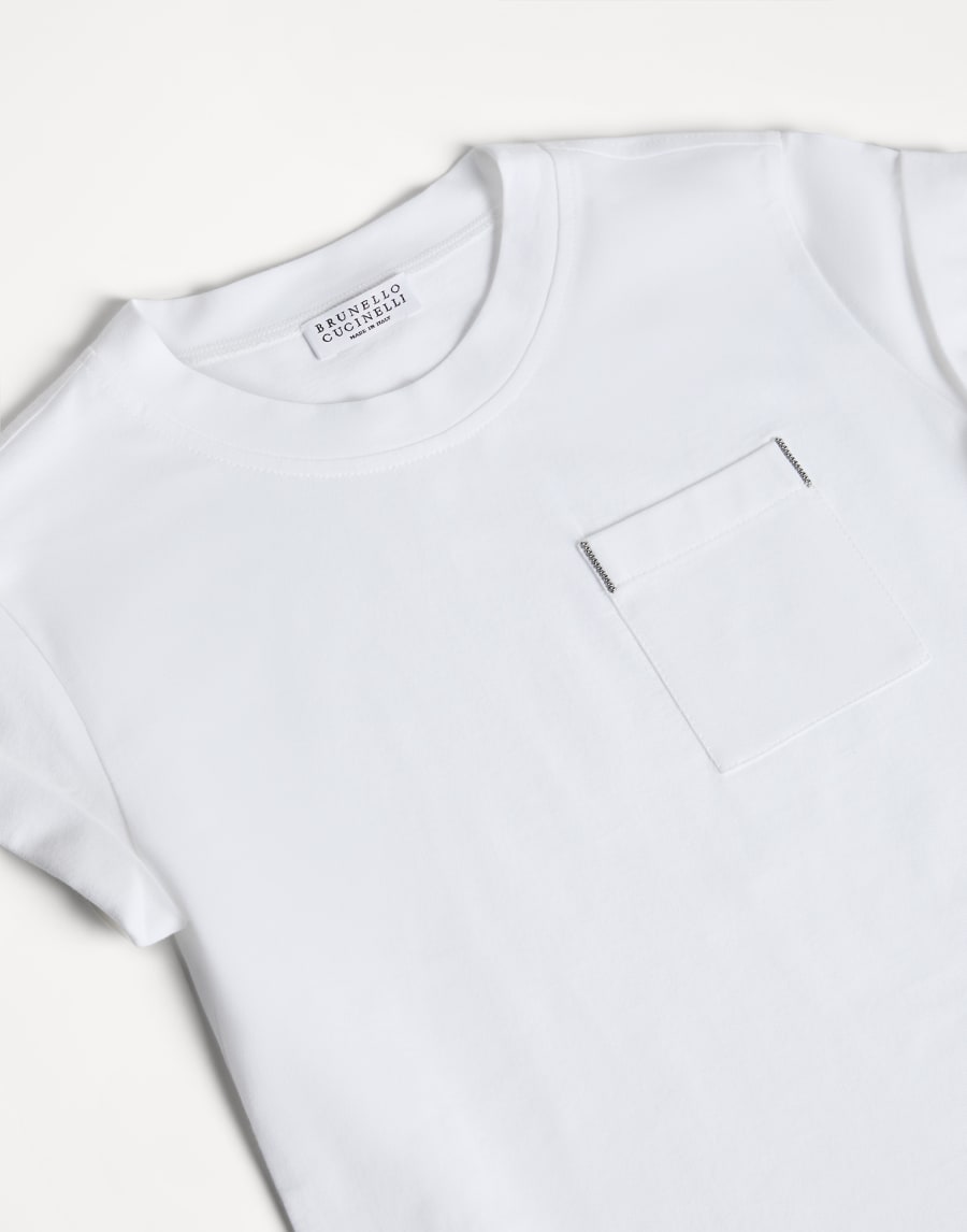 T-shirt in jersey di cotone con monile Bianco Bambina - Brunello Cucinelli