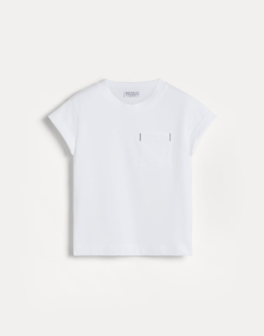 T-shirt in jersey di cotone con monile Bianco Bambina - Brunello Cucinelli