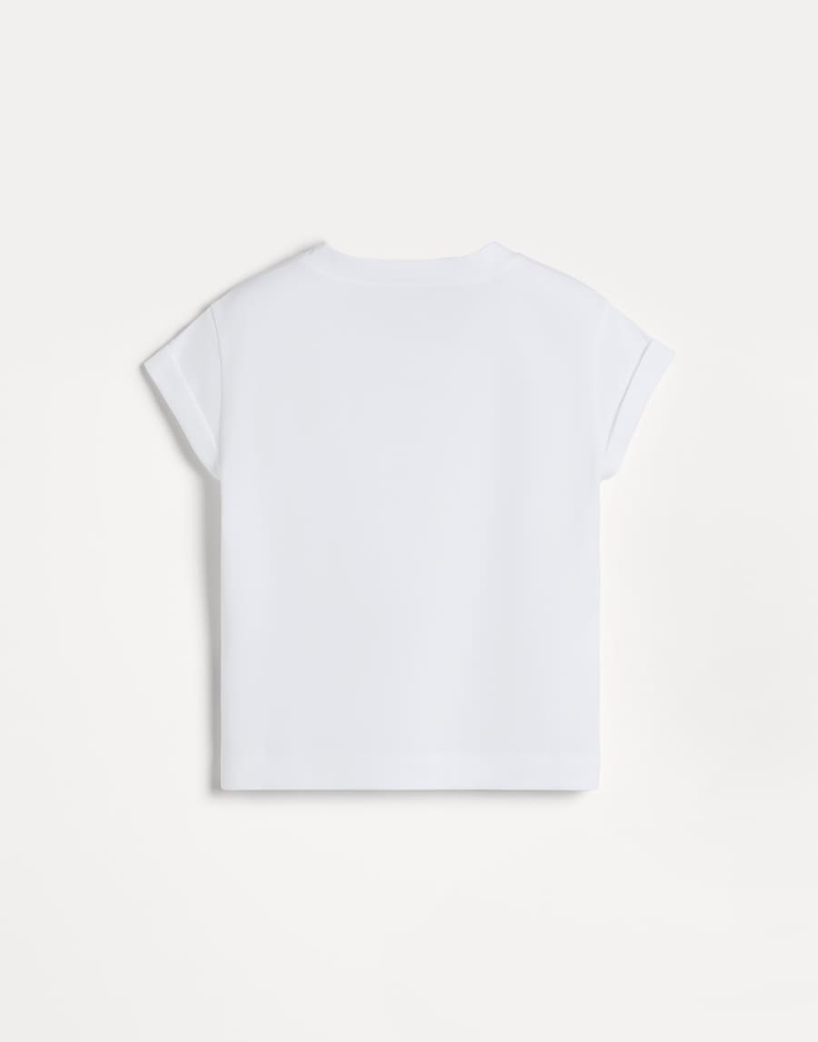 T-shirt in jersey di cotone con monile Bianco Bambina - Brunello Cucinelli