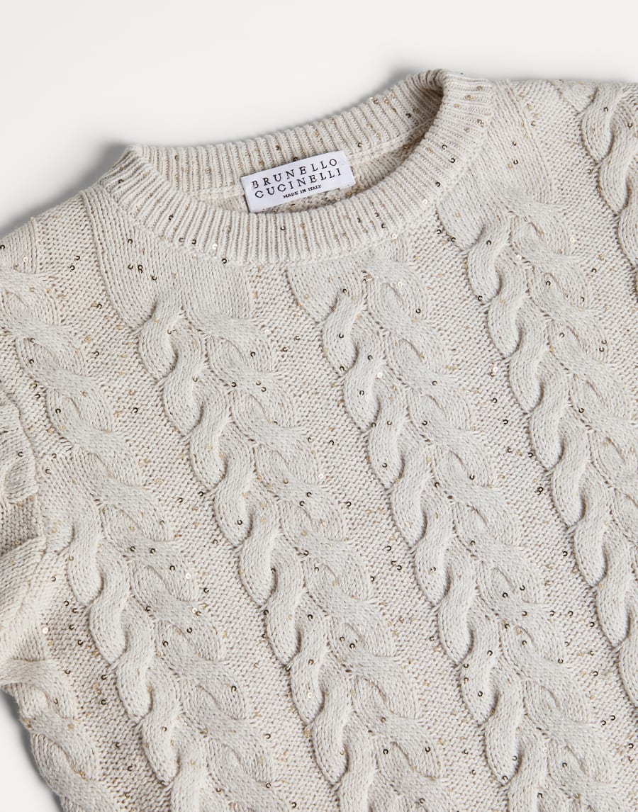 Dazzling double cable sweater Oat Girls - Brunello Cucinelli
