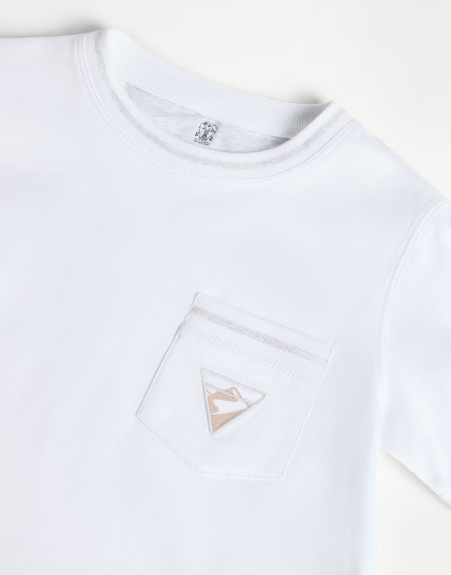 Camiseta en punto bordado Terra Blanco Niño - Brunello Cucinelli
