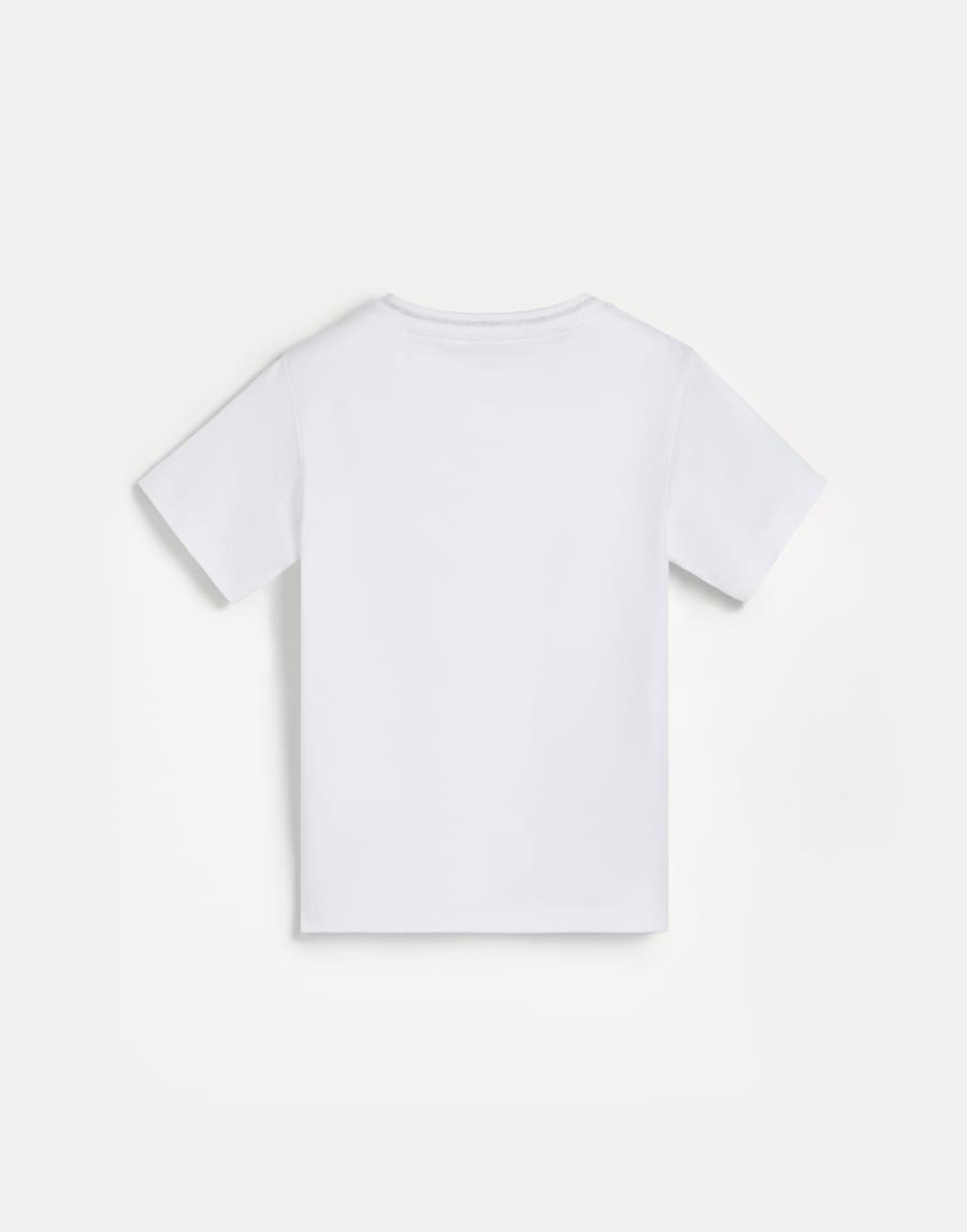 Camiseta en punto bordado Terra Blanco Niño - Brunello Cucinelli