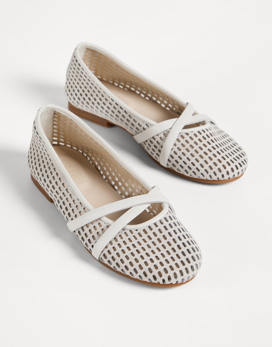 Flats in pelle Sparkling Net Beige Chiaro Bambina - Brunello Cucinelli