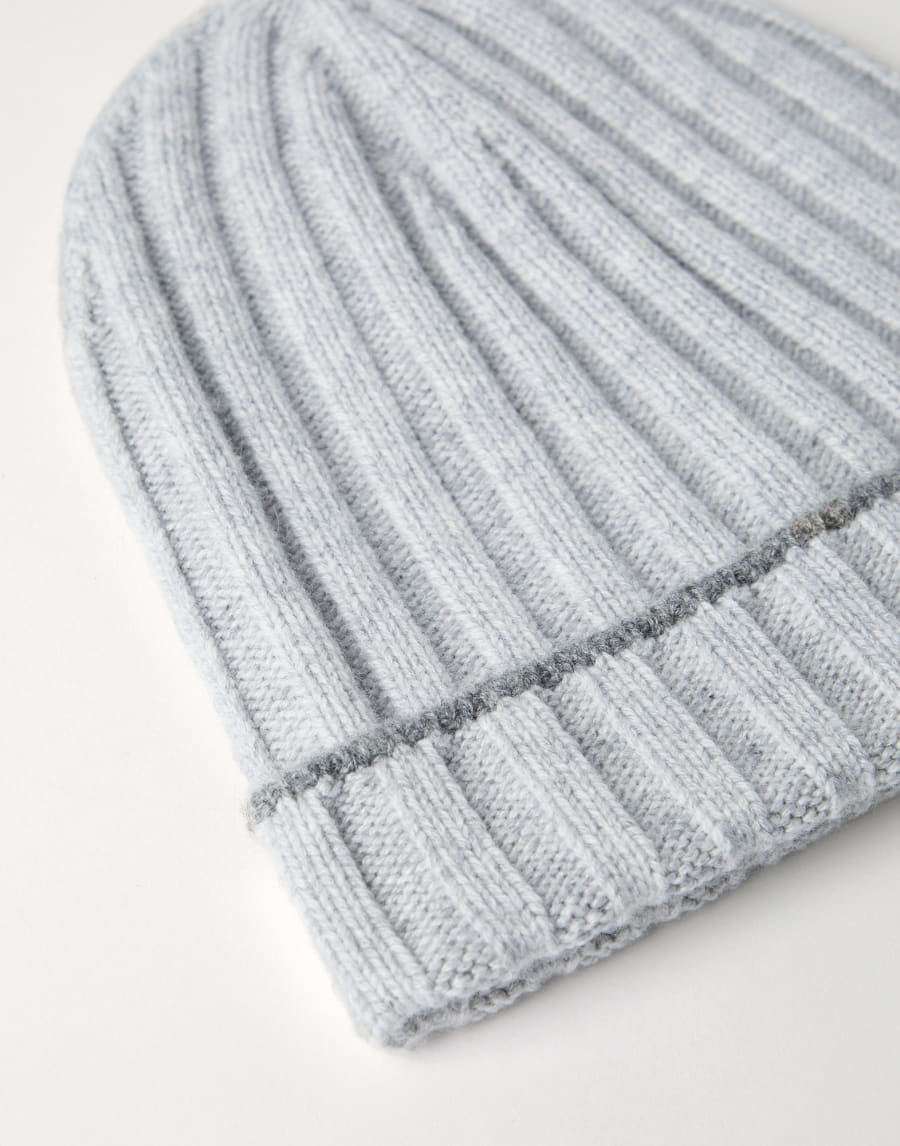 Cashmere rib knit beanie Pebble Man - Brunello Cucinelli