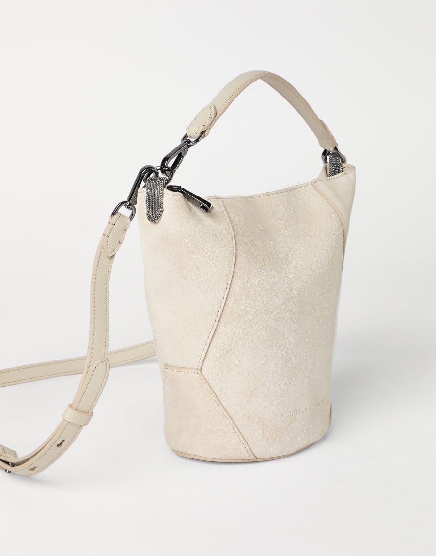 Сумка-ведро BC Duo из замши Слоновая Кость Женщина - Brunello Cucinelli
