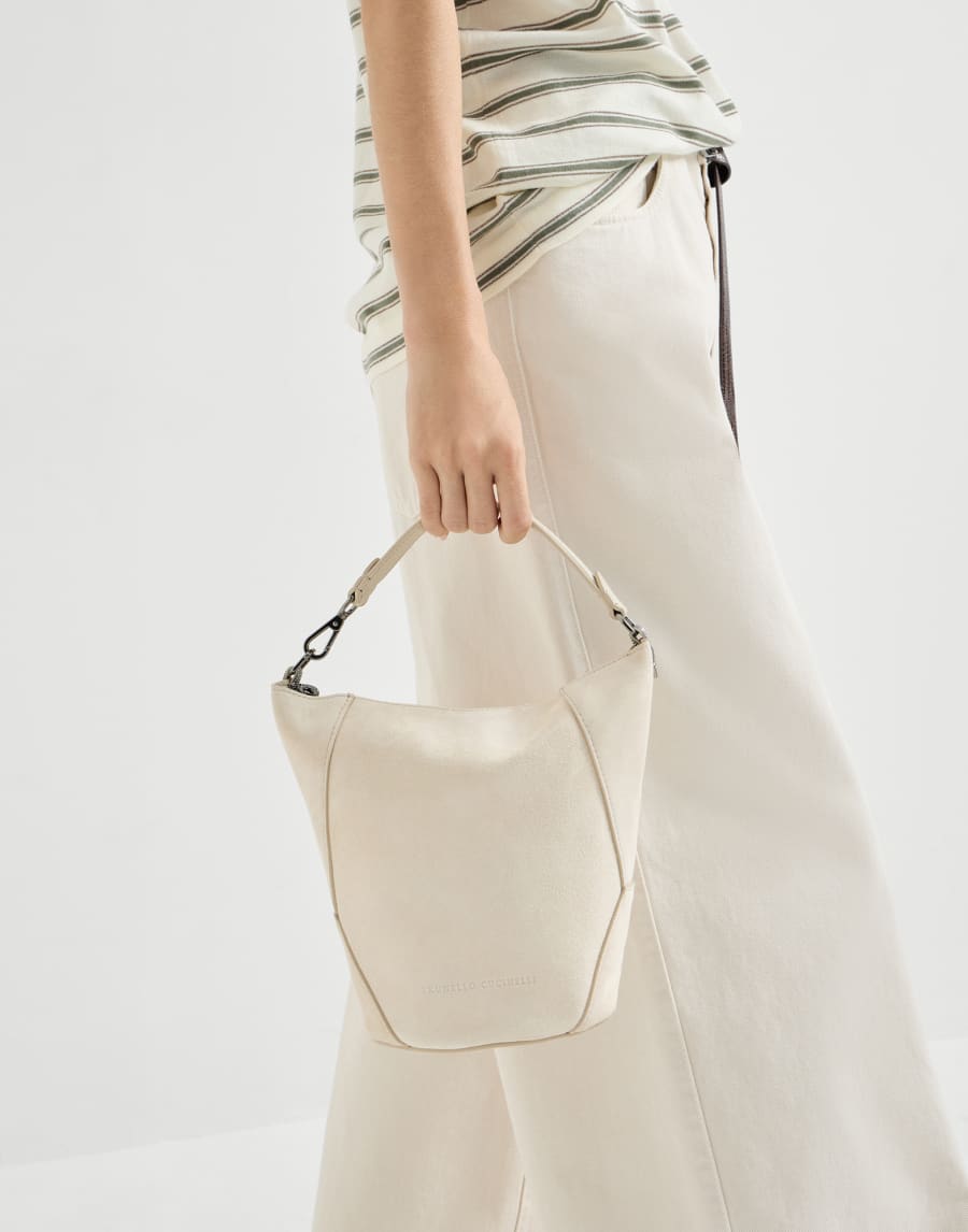 Sac seau BC Duo en daim Ivoire Femme - Brunello Cucinelli
