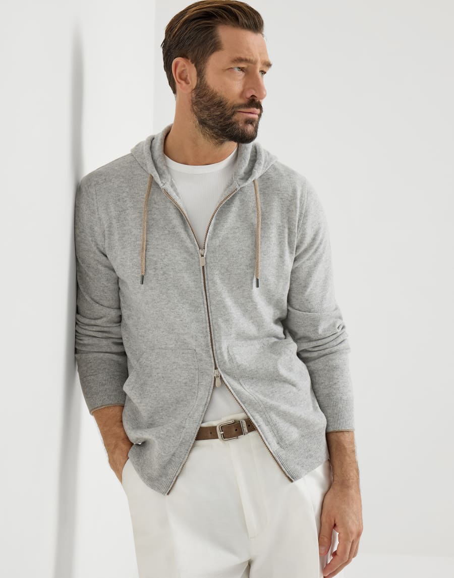 Cashmere sweatshirt-style cardigan Pebble Man - Brunello Cucinelli