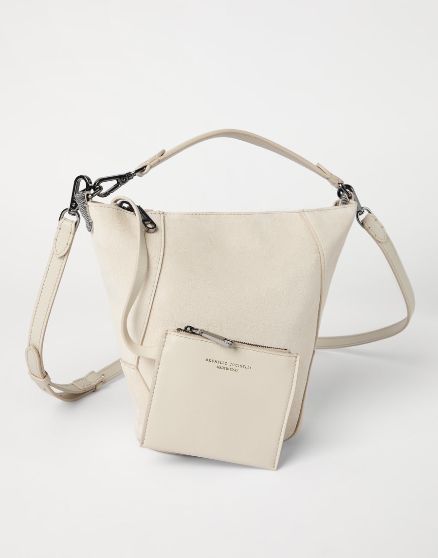 Сумка-ведро BC Duo из замши Слоновая Кость Женщина - Brunello Cucinelli