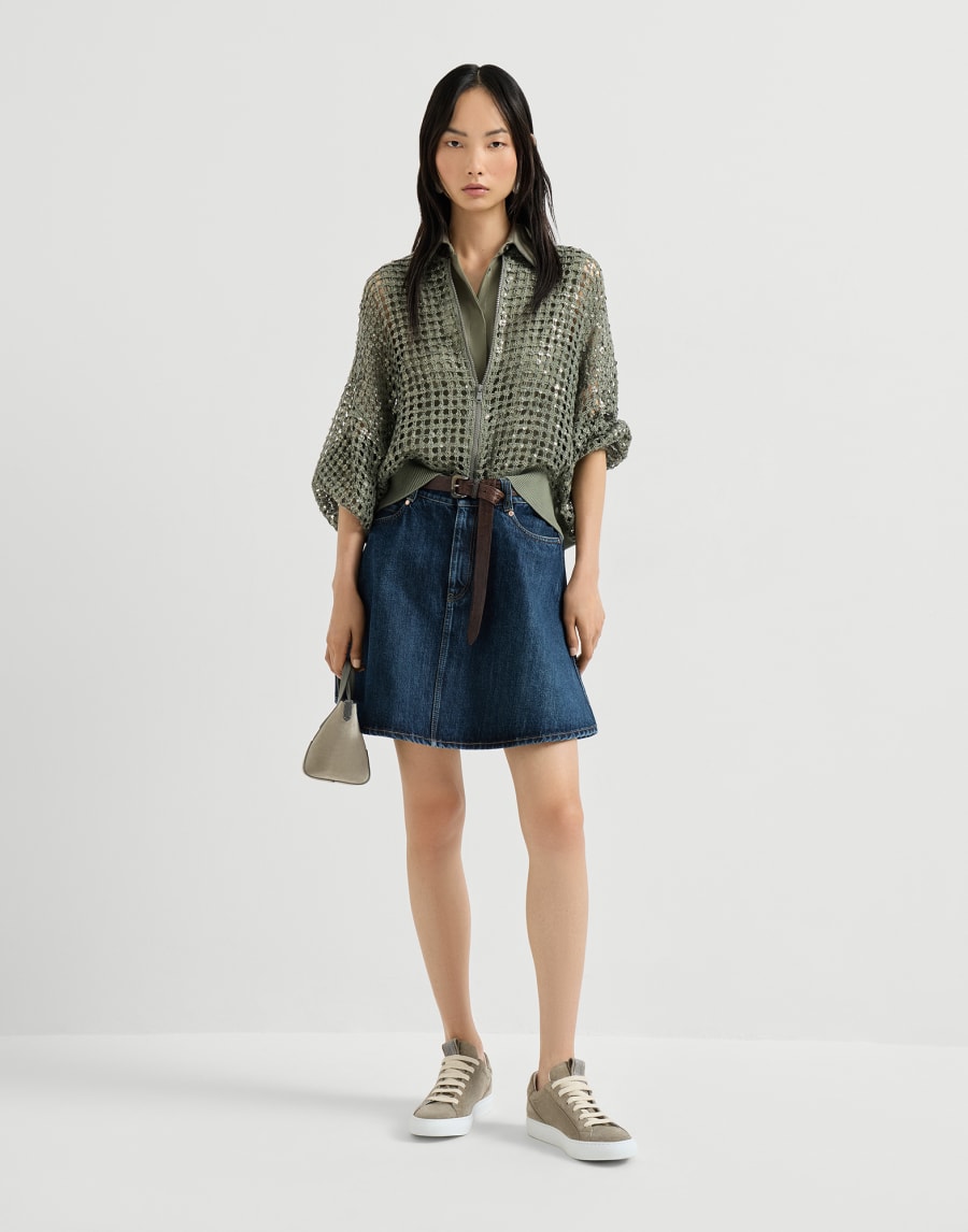 Stretch poplin shirt Green Woman - Brunello Cucinelli
