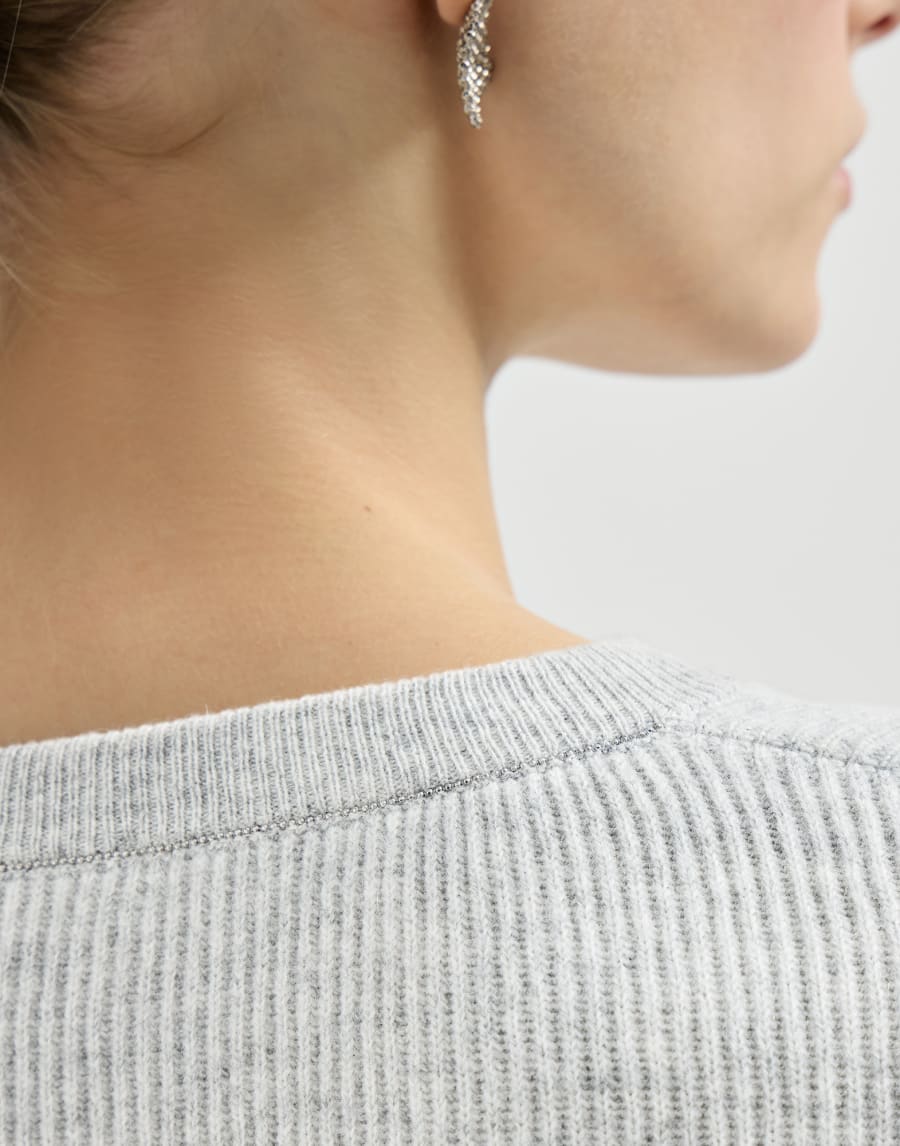 Cashmere sweater with monili Light Grey Woman - Brunello Cucinelli