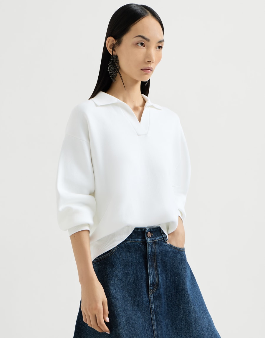 Double knit polo shirt White Woman - Brunello Cucinelli