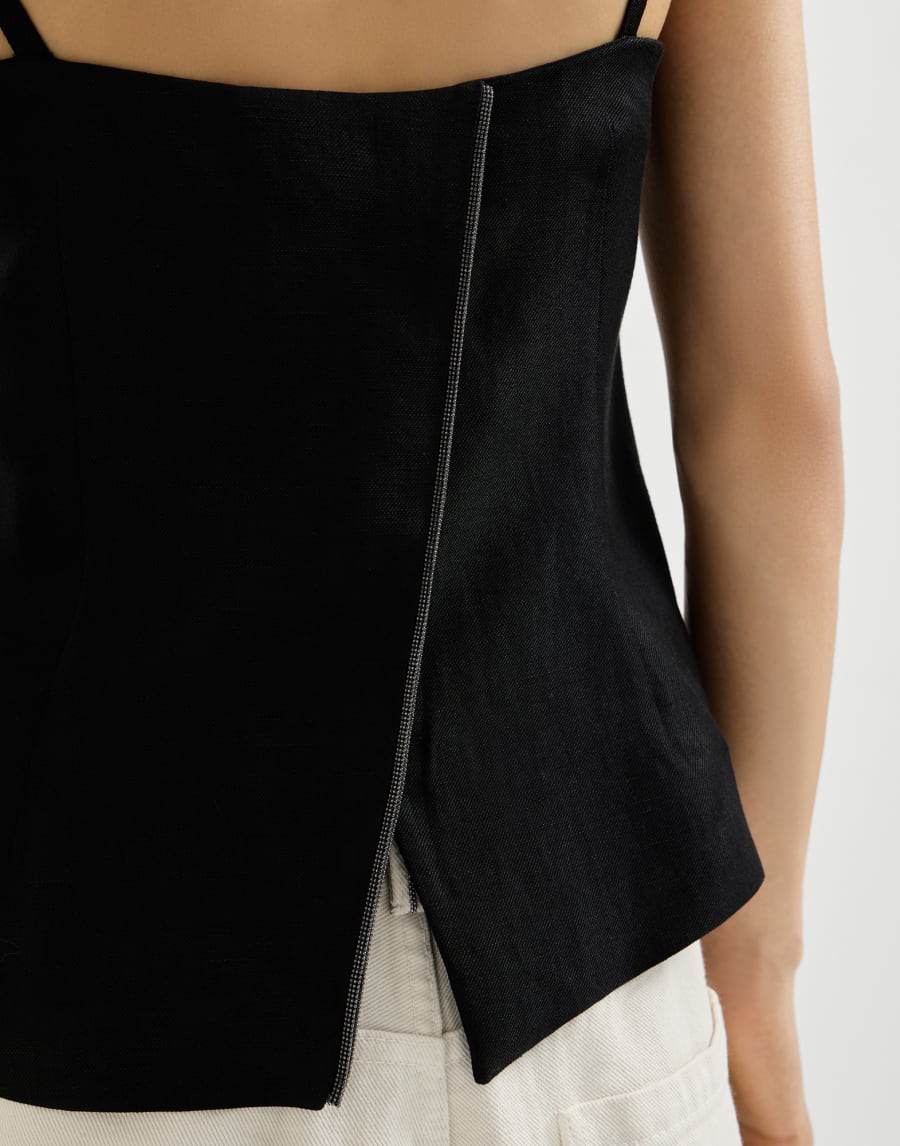 Fluid twill top with monili Black Woman - Brunello Cucinelli