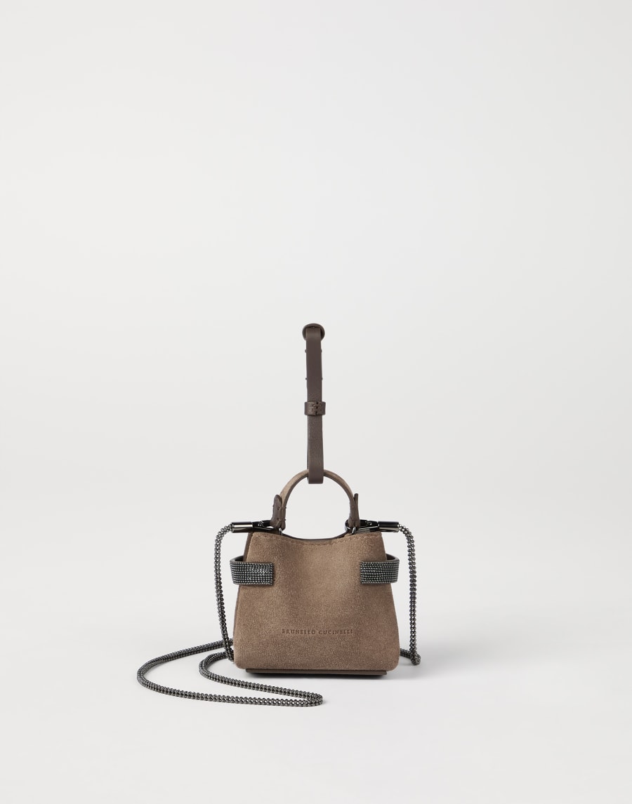 Bolso Top-Handle Essence en piel de ante Corteza Mujer - Brunello Cucinelli