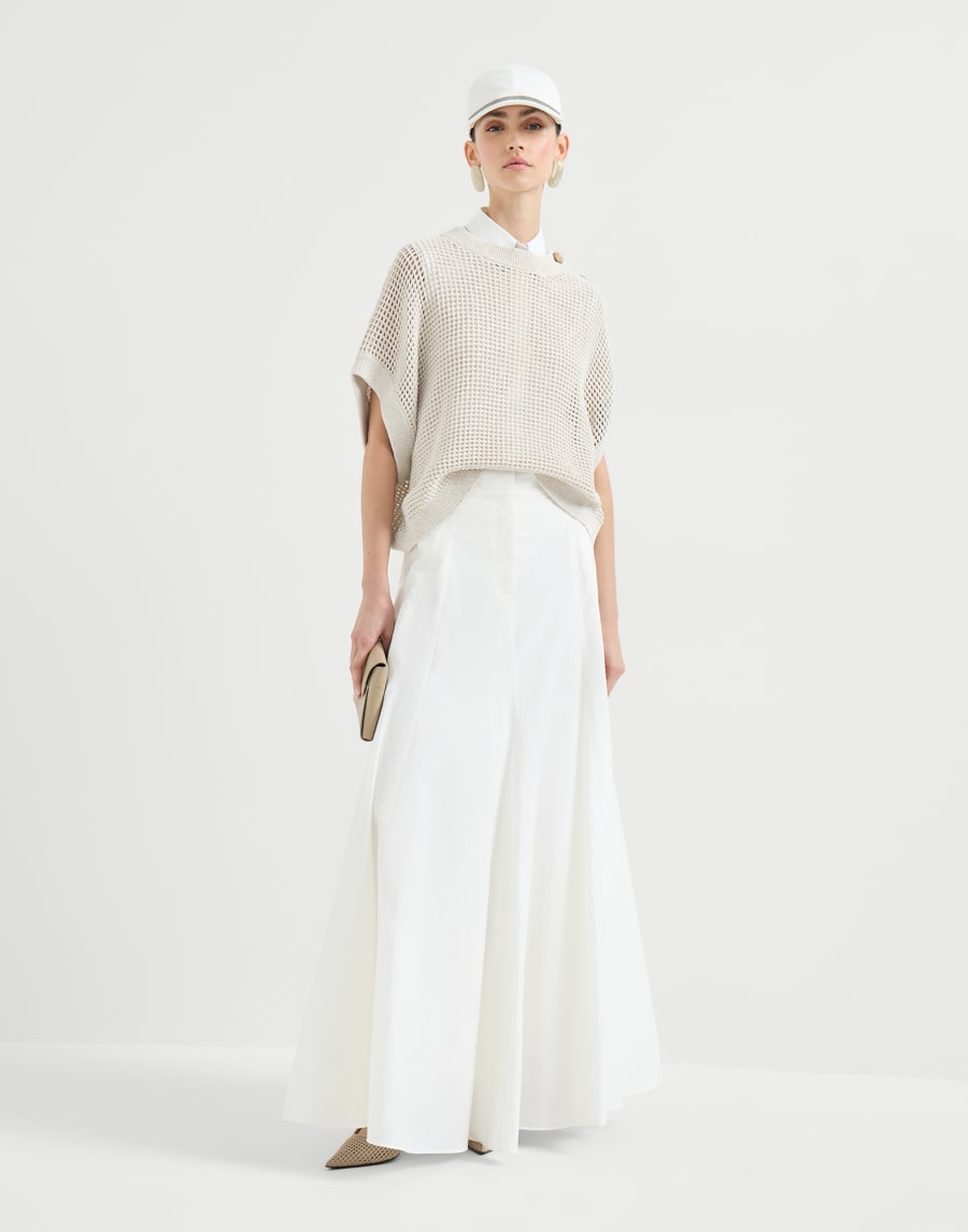Cotton net sweater Oat Woman - Brunello Cucinelli