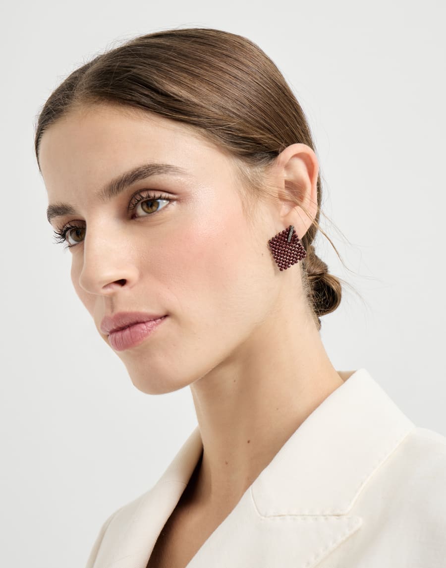 Hematite and Sterling Silver earrings Red Woman - Brunello Cucinelli