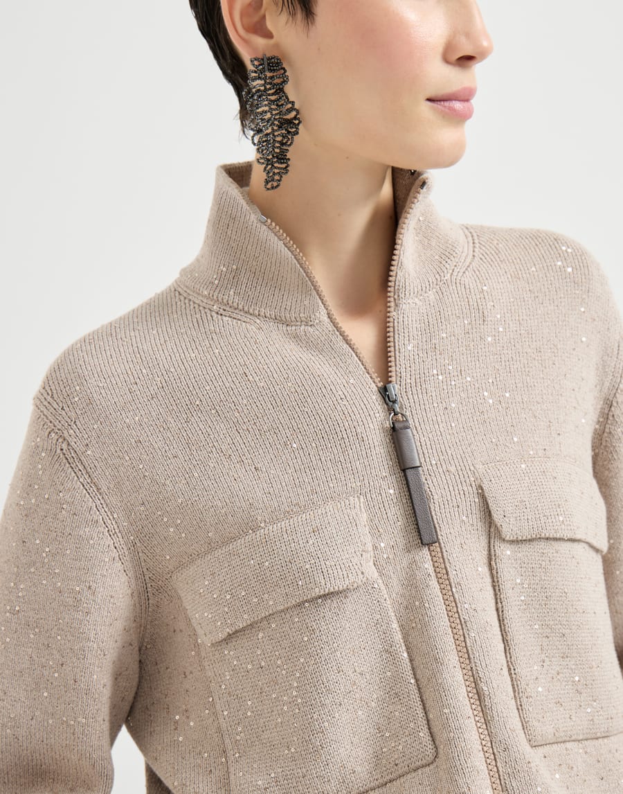 Jacke aus Diamant-Baumwolle Sandbeige Damen - Brunello Cucinelli