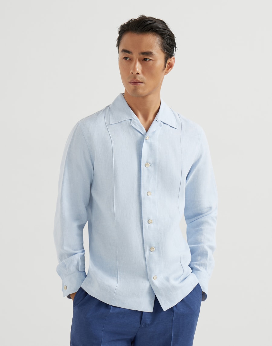 Shirt with Crête details Azure Man - Brunello Cucinelli