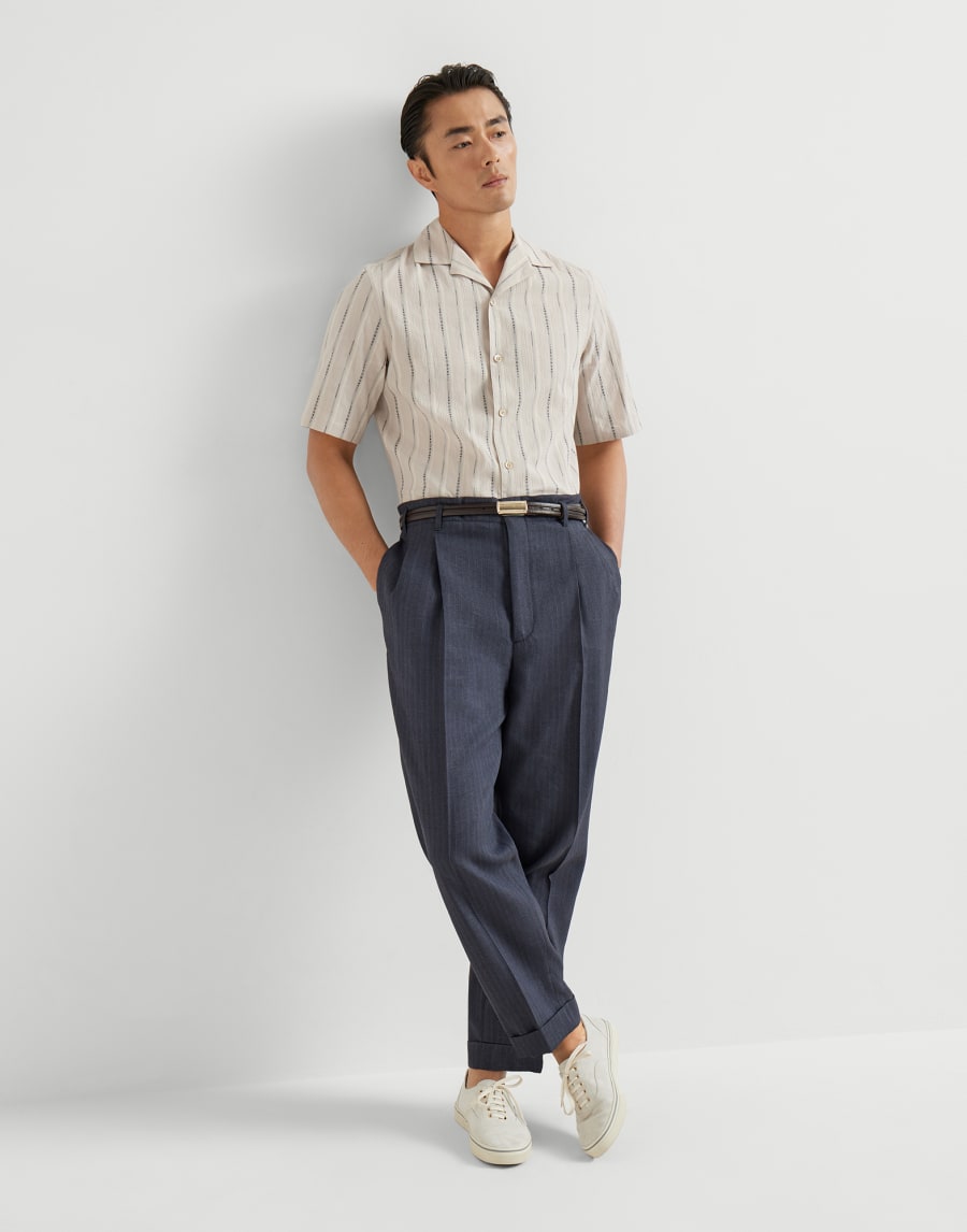 Chevron trousers Navy Blue Man - Brunello Cucinelli
