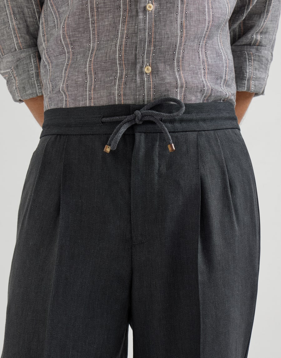 Pantalon à coulisse et double pince Anthracite Homme - Brunello Cucinelli