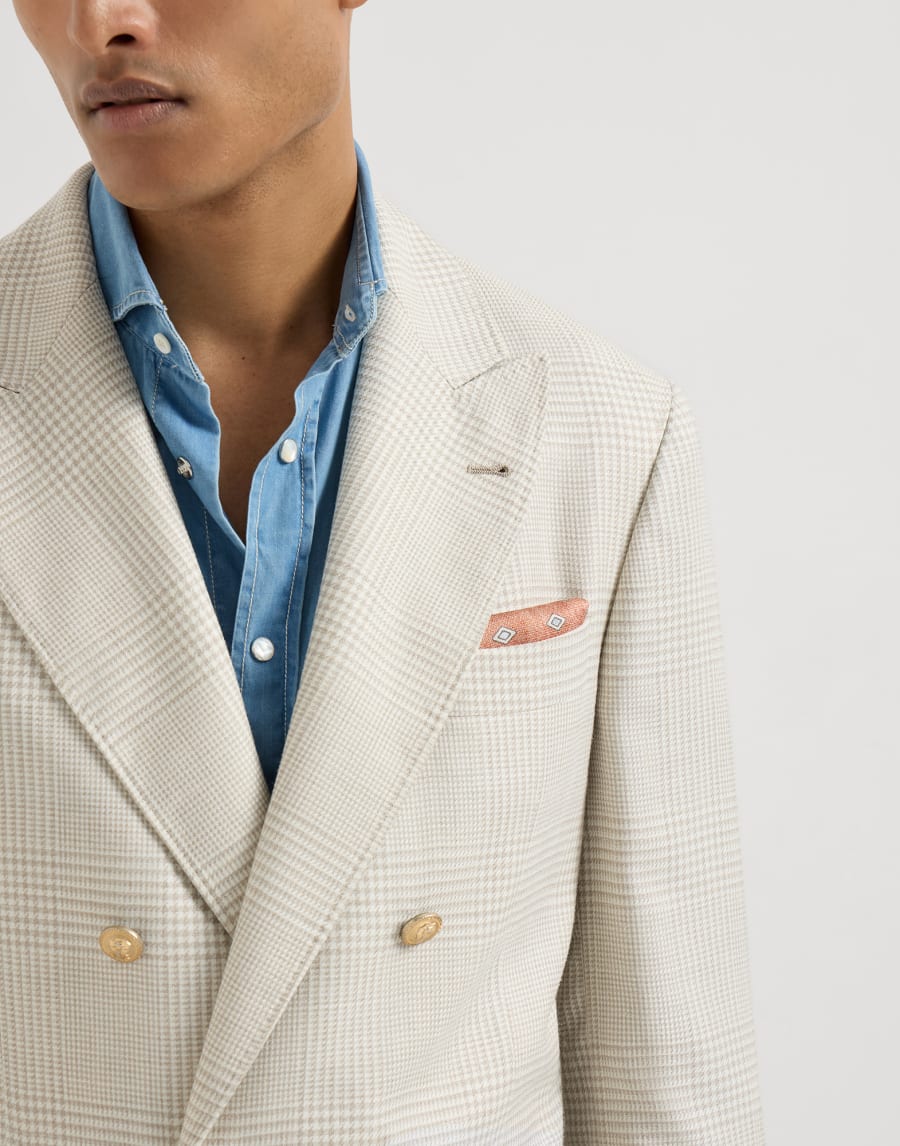 Silk pocket square with pattern Apricot Man - Brunello Cucinelli