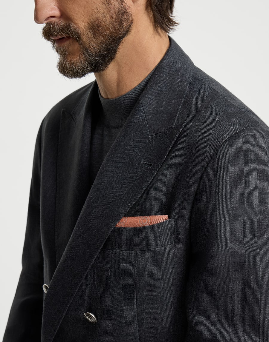 Pocket square with pattern Salmon Man - Brunello Cucinelli