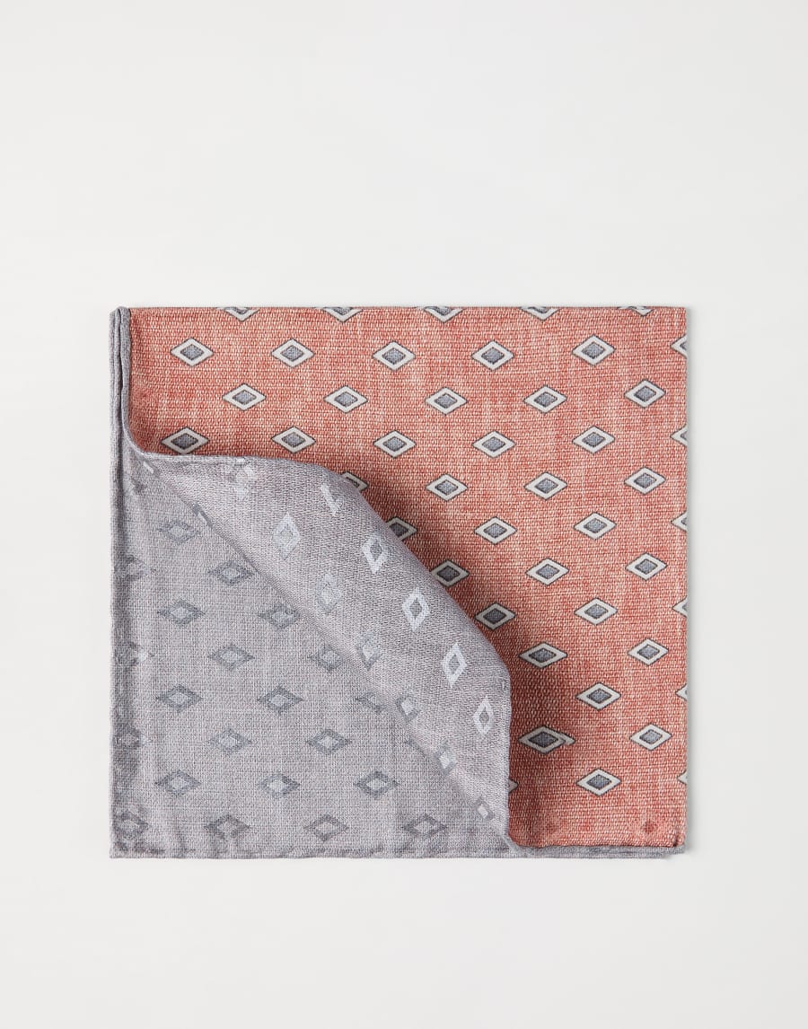 Pañuelo de bolsillo de seda con estampado Albaricoque Hombre - Brunello Cucinelli