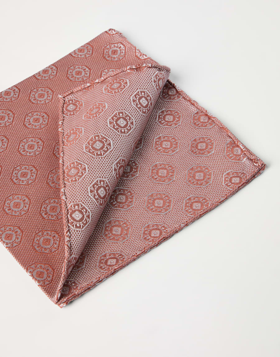 Pocket square with pattern Salmon Man - Brunello Cucinelli
