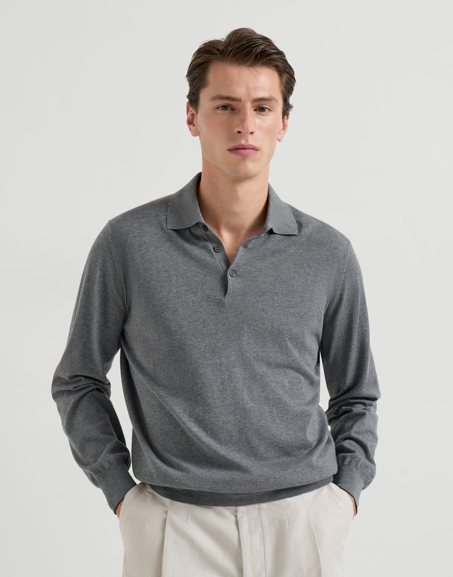 Polo-style sweater Dark Grey Man - Brunello Cucinelli