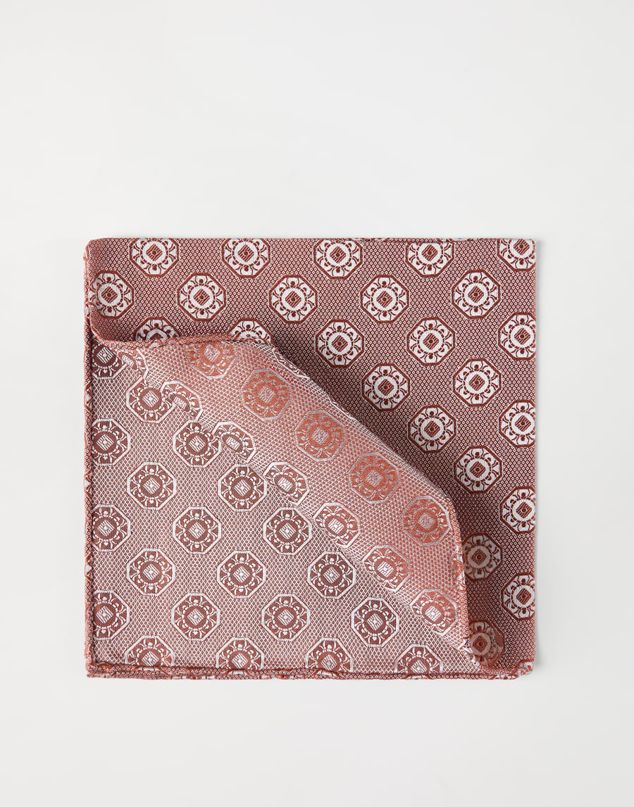 Pocket square with pattern Salmon Man - Brunello Cucinelli