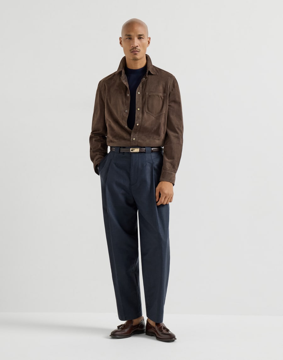 Suede overshirt Espresso Man - Brunello Cucinelli