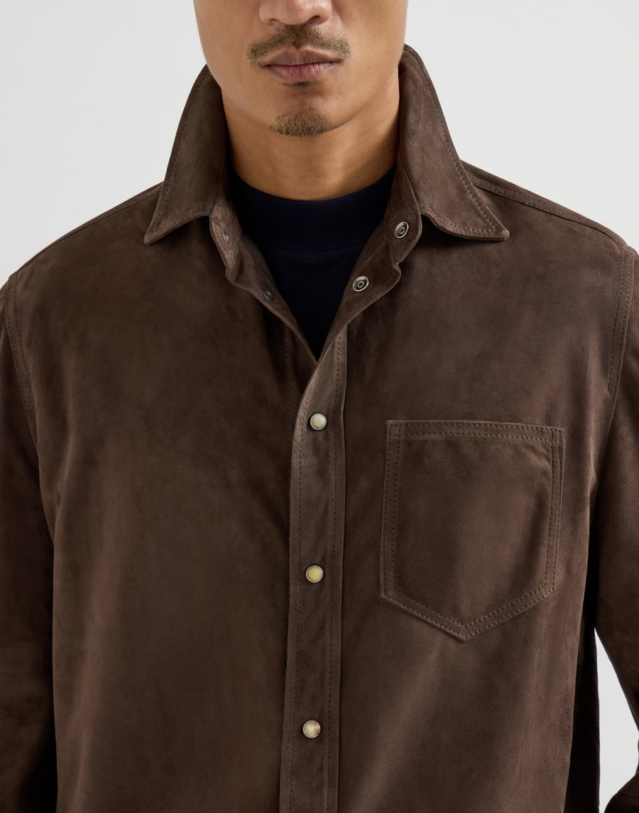 Suede overshirt Espresso Man - Brunello Cucinelli