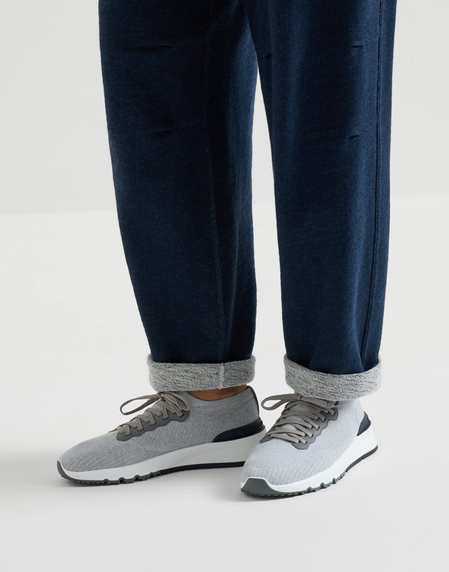 Cotton and calfskin runners Silver Man - Brunello Cucinelli