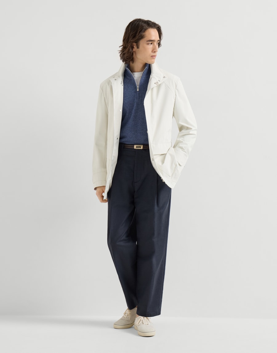 Cashmere sweater with half zip Denim Man - Brunello Cucinelli