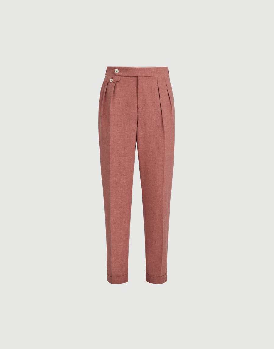 Trousers with double pleats and tabs Salmon Man - Brunello Cucinelli