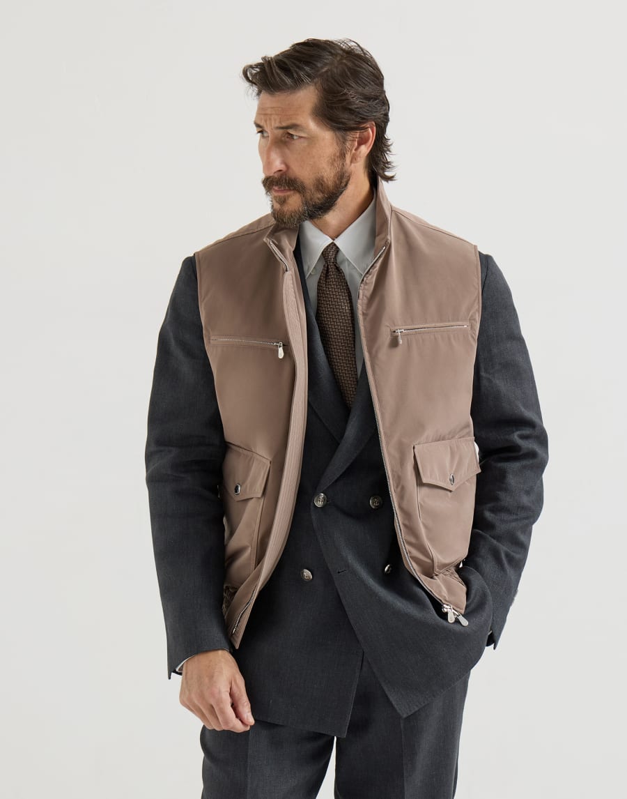 나일론 패딩 베스트 헤이즐넛 남성 - Brunello Cucinelli
