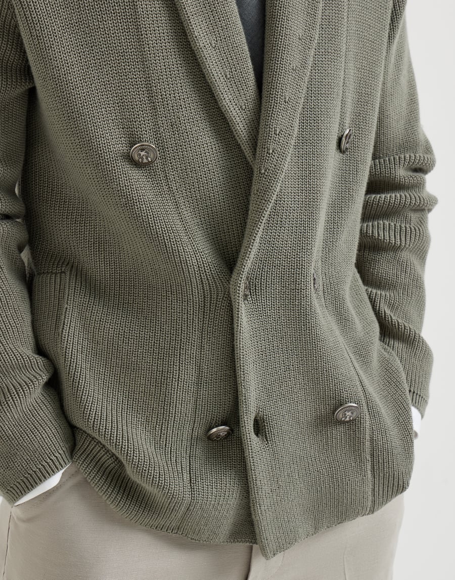 Cardigan with metal buttons Khaki Man - Brunello Cucinelli