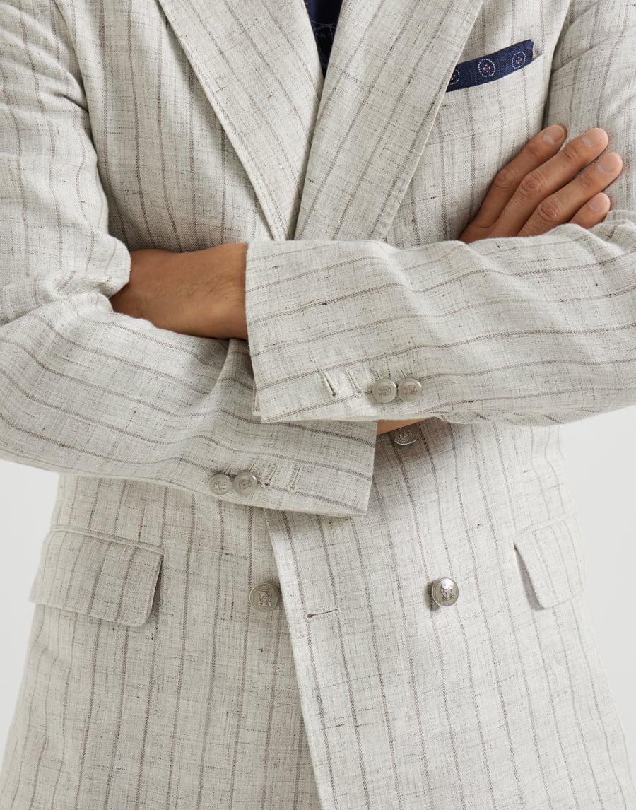 查尔克条纹斜棱纹面料西装套装 悠太黄 男款 - Brunello Cucinelli