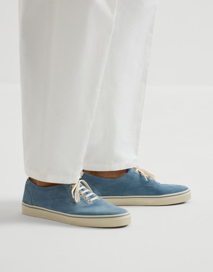 Sneakers in vitello rovesciato Azzurro Uomo - Brunello Cucinelli