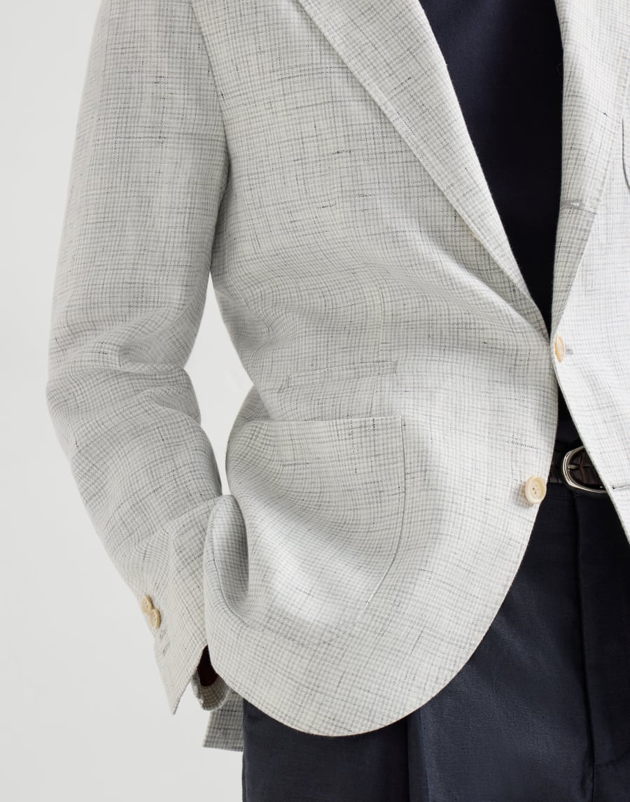 Houndstooth deconstructed blazer Pearl Grey Man - Brunello Cucinelli