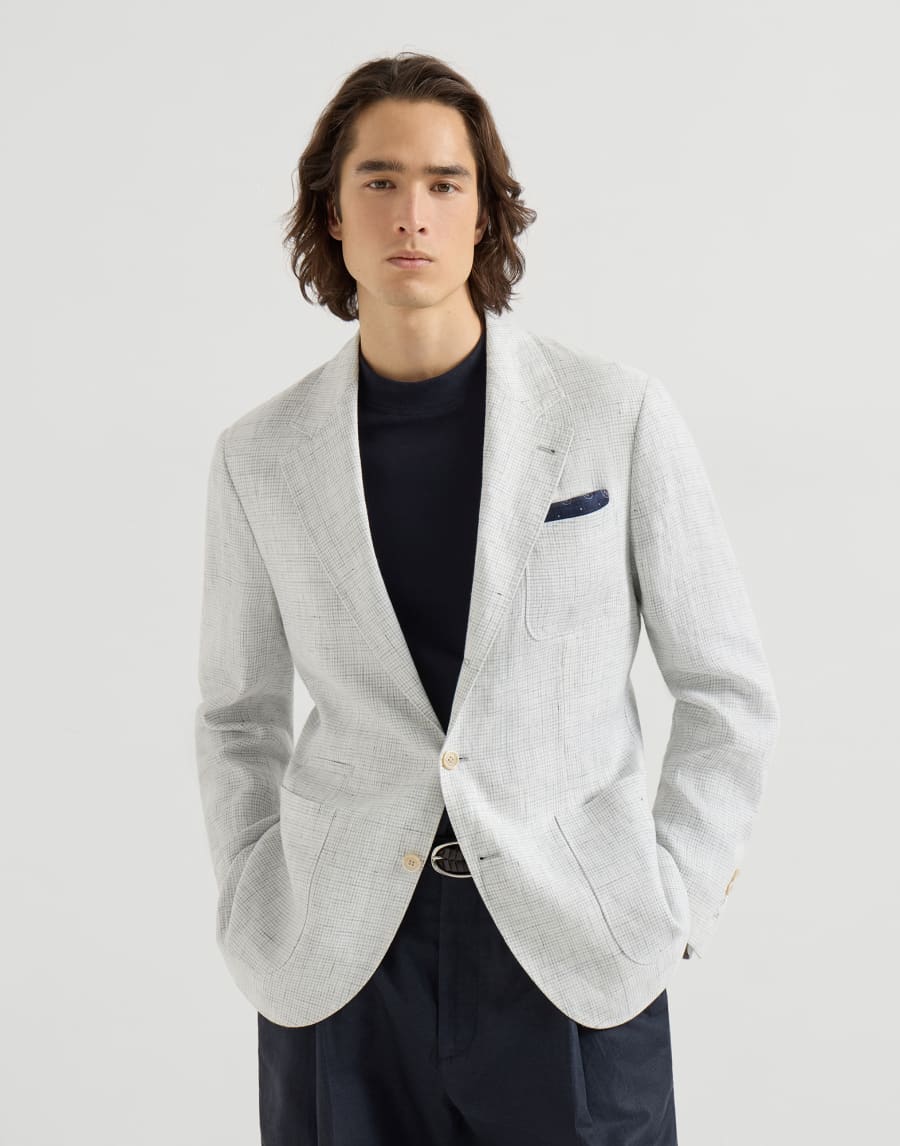 Giacca decostruita pied-de-poule Grigio Perla Uomo - Brunello Cucinelli