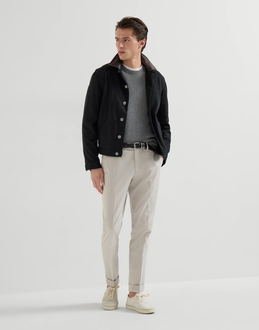 Cashmere English rib sweater Dark Grey Man - Brunello Cucinelli