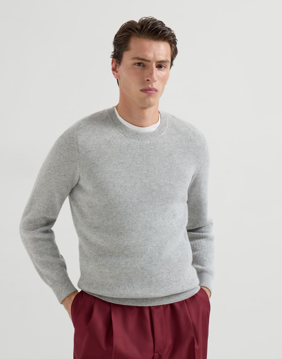 Cashmere English rib sweater Pebble Man - Brunello Cucinelli