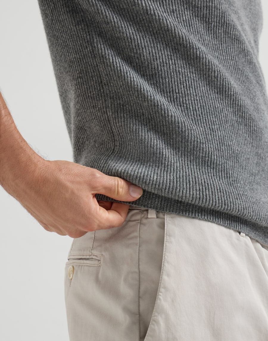 Cashmere English rib sweater Dark Grey Man - Brunello Cucinelli