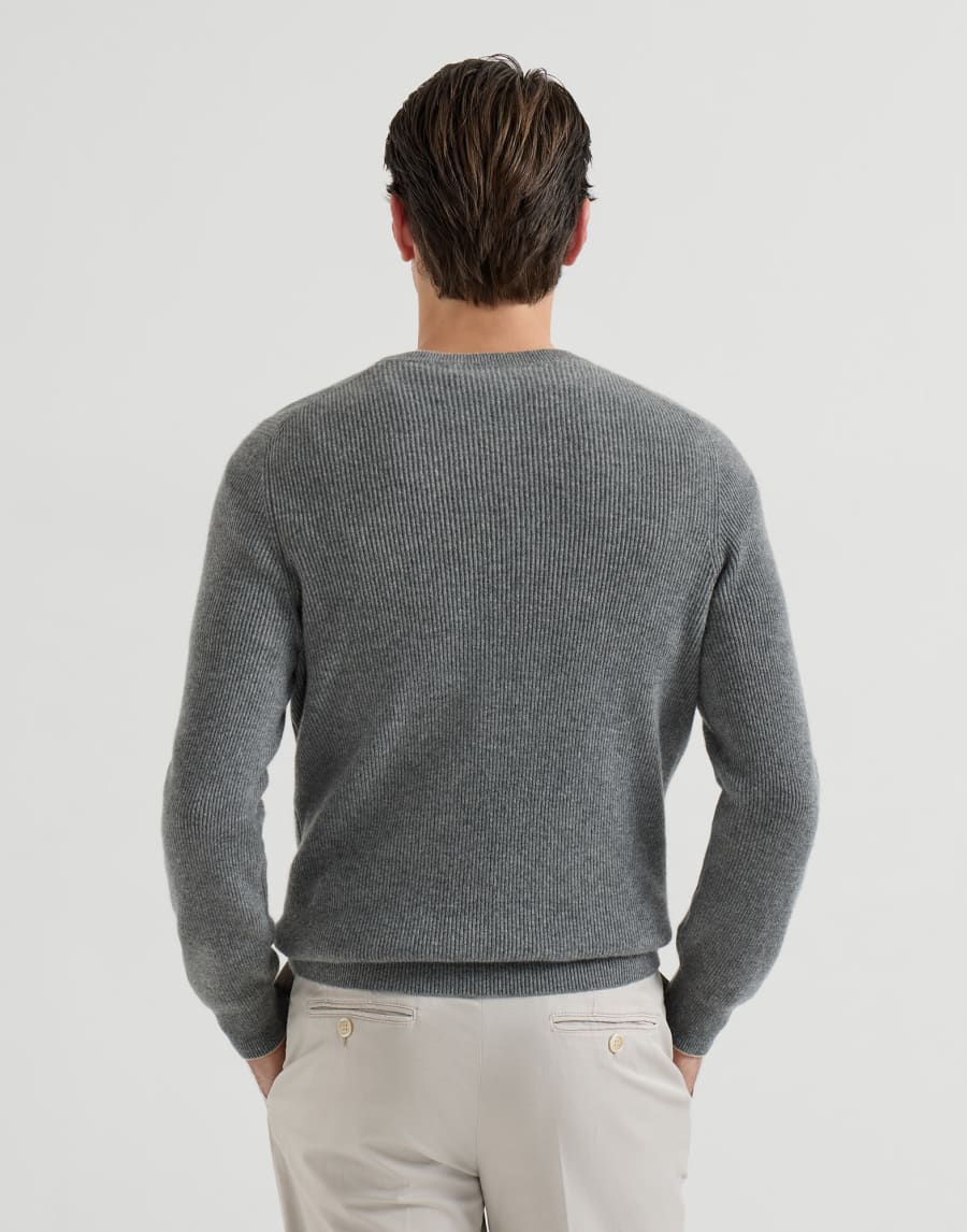 Cashmere English rib sweater Dark Grey Man - Brunello Cucinelli