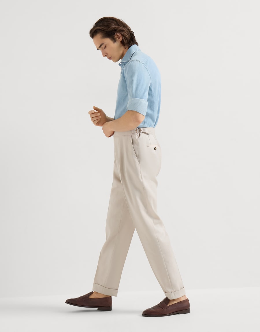 Trousers with double pleats and tabs Buff Man - Brunello Cucinelli