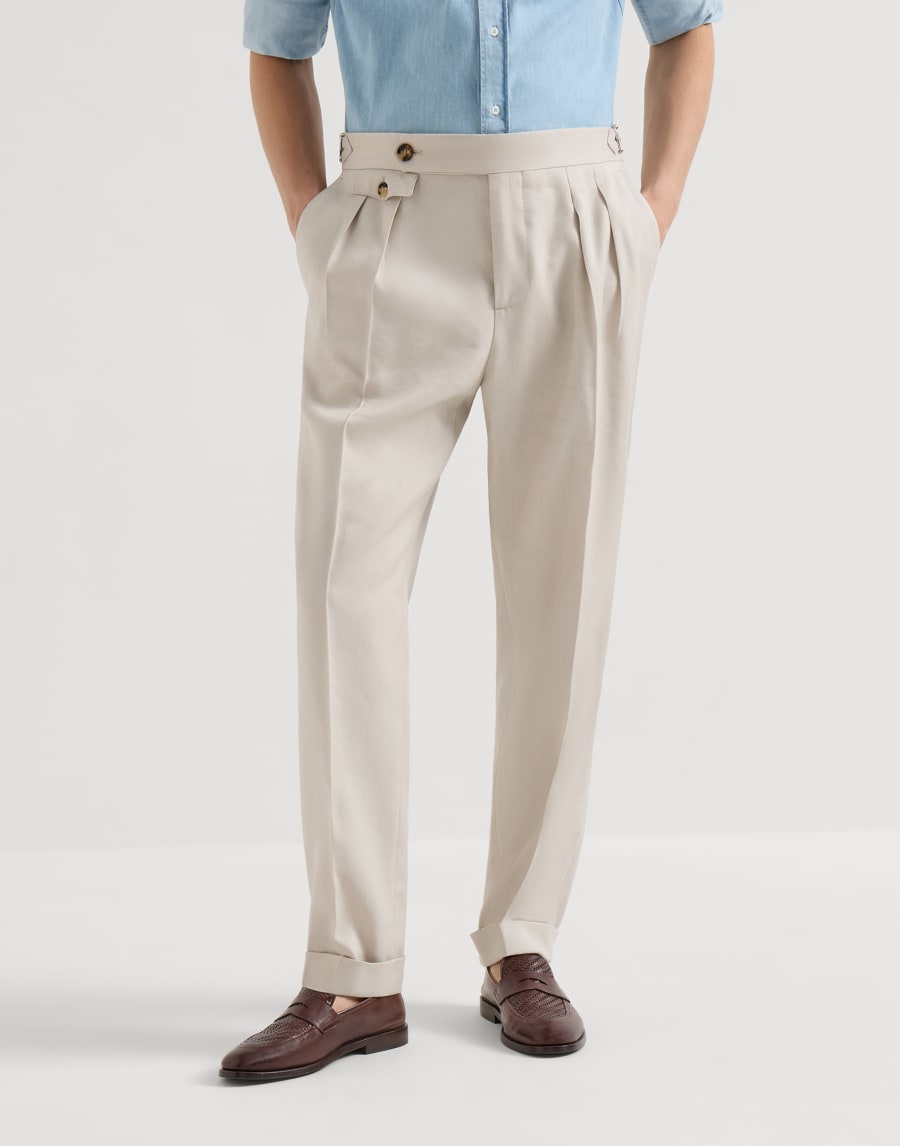 Trousers with double pleats and tabs Buff Man - Brunello Cucinelli